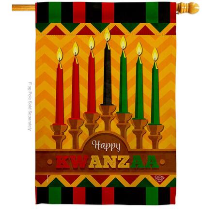 ORNAMENT COLLECTION 28 x 40 in. Happy Kwanzaa Holiday House Flag with Winter Dbl-Sided Vertical Flags  Banner Garden OR579042